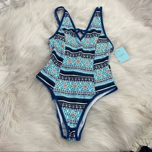 Cupshe Geometric Print NWT One Piece Bathing Suit - Picture 1 of 8